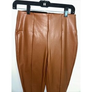 BBJ Los Angeles Faux Leather Pants Pull Up‎ Rise Brown Skinny Leg Women's M